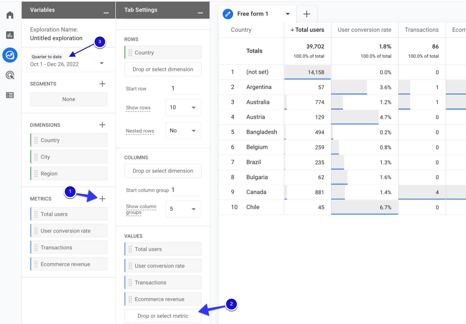 Add & compare metrics