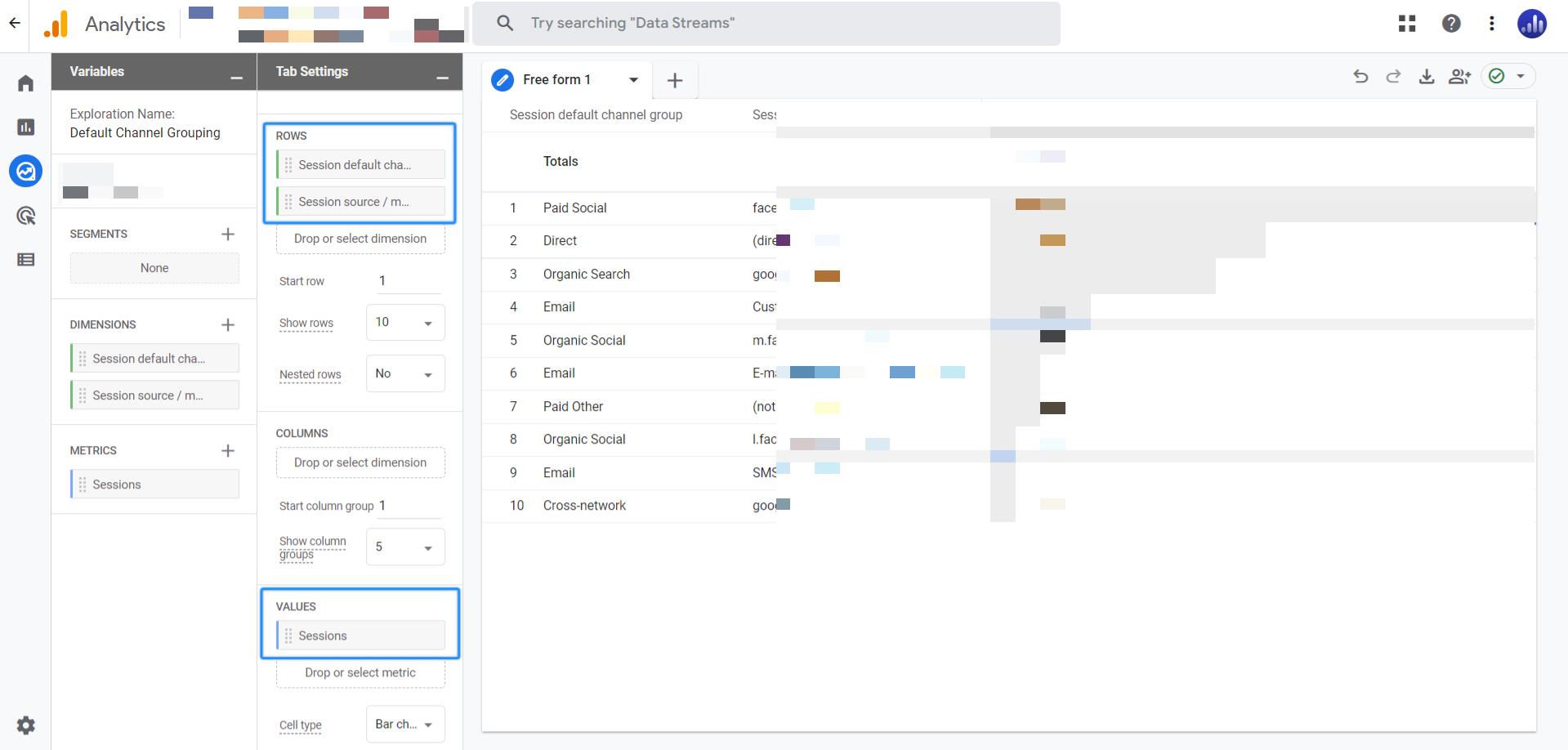 Add the dimensions & metrics