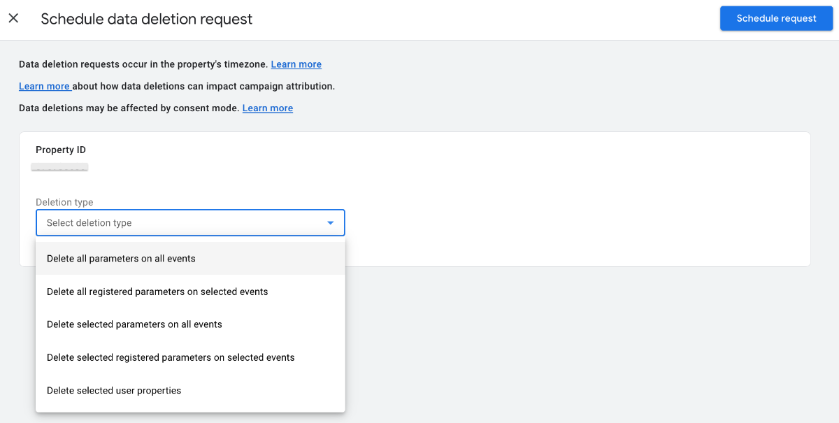 Data-deletion Request - GA4