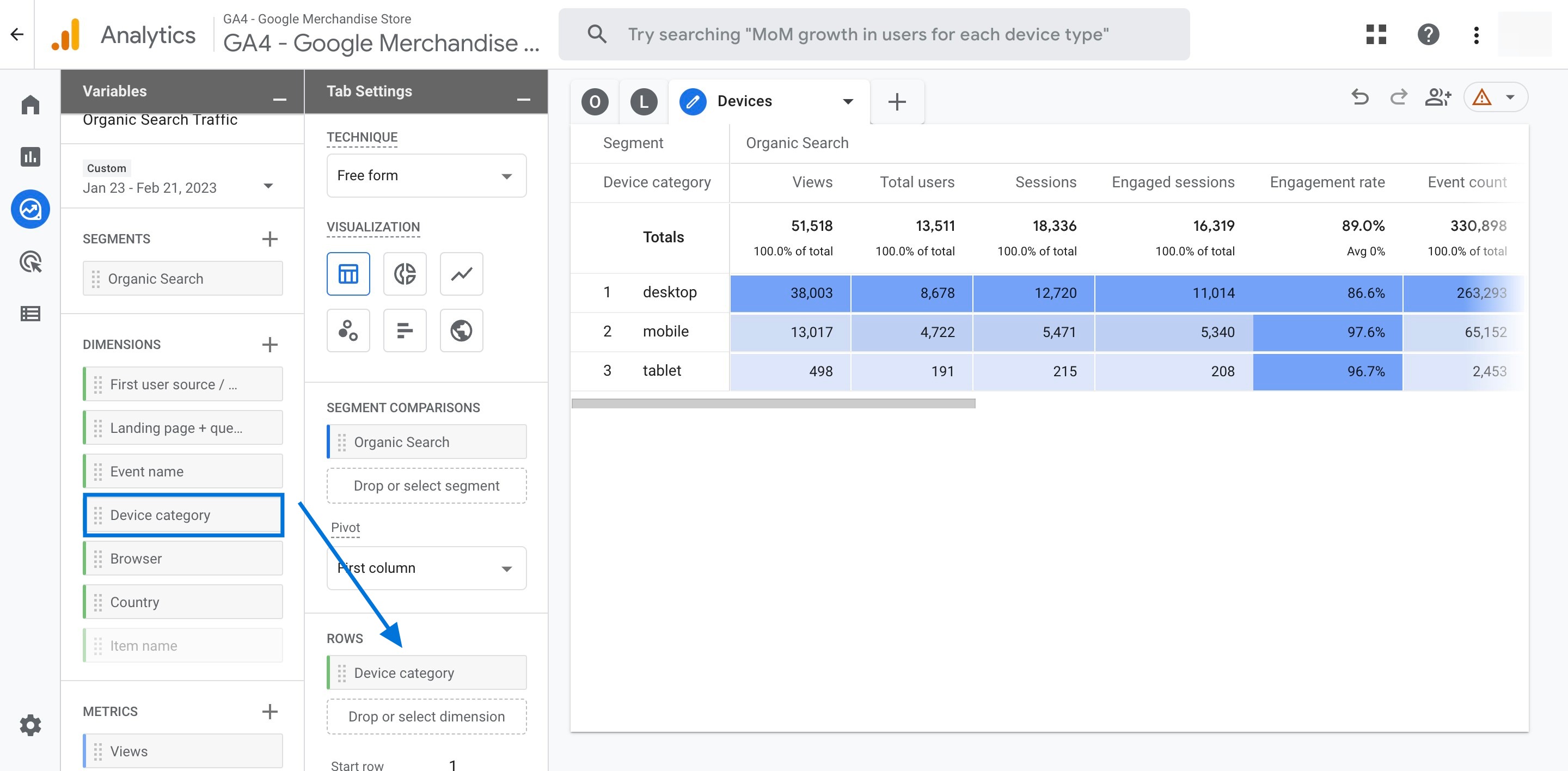 Add dimension & see your report