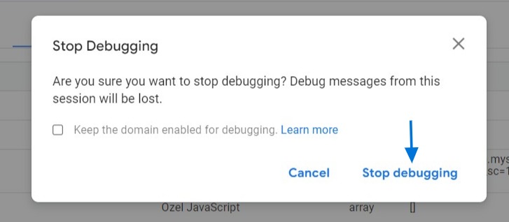 Stop debugging