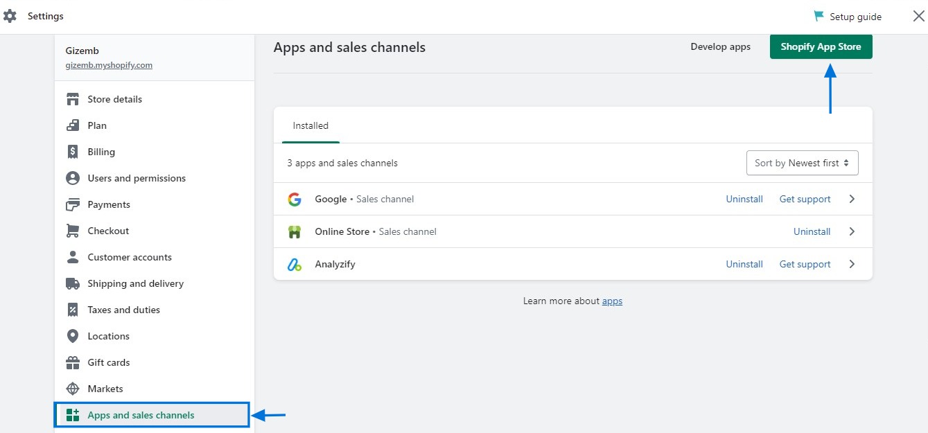 Navigate to Sales Channels 