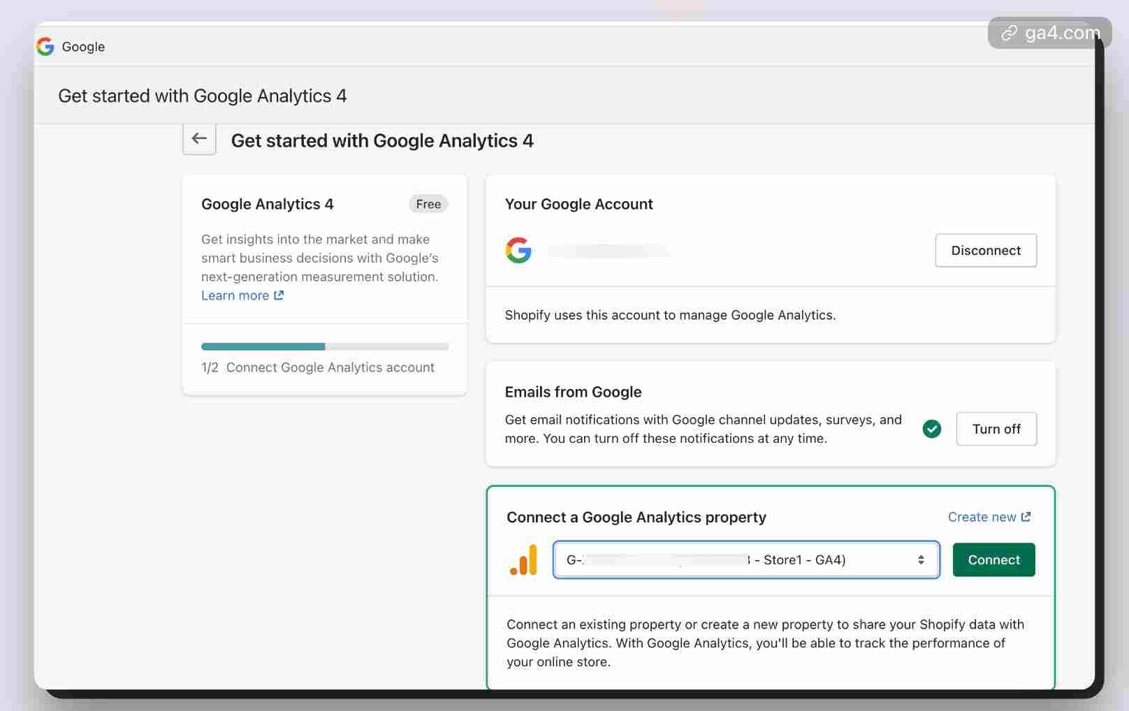 Connect Google Analytics 4 Property