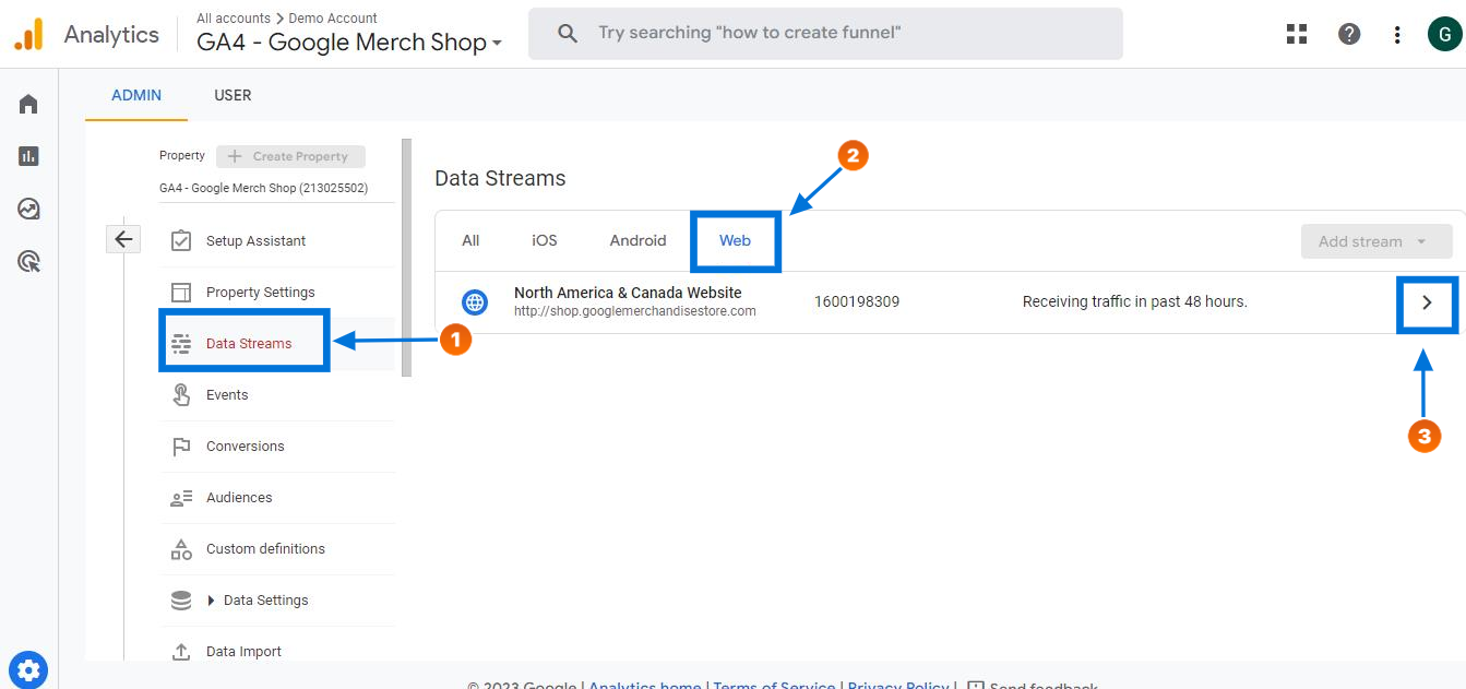 Select "Data Streams"