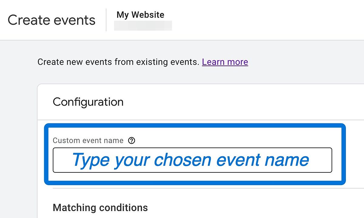 6. Type a custom event name.