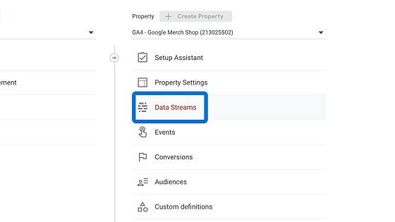 Navigate to the Data Streams