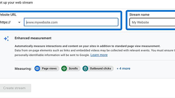 Enter your website's URL