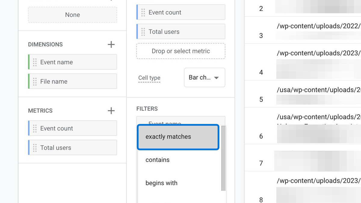 Select match type