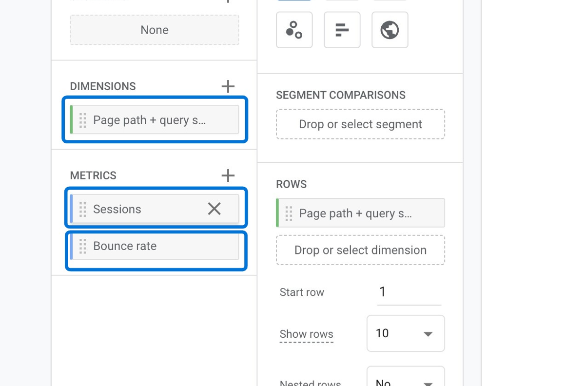 See dimensions and metrics in the report