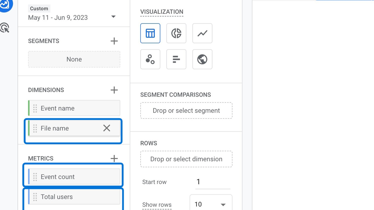 Double-click dimensions and metrics