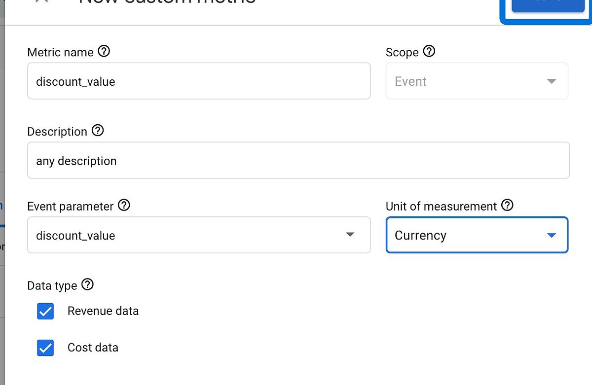 Enter your metric variables