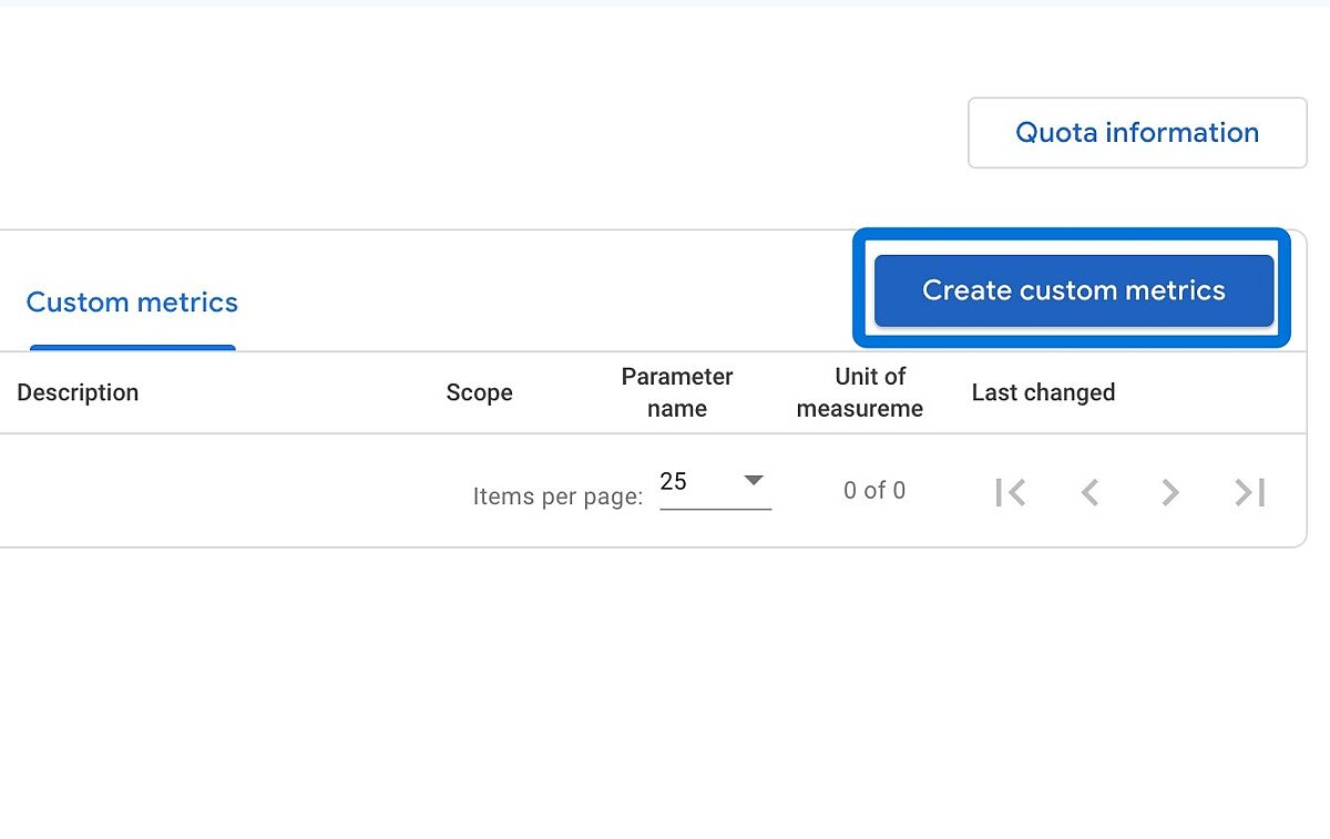 Click "Create custom metrics"