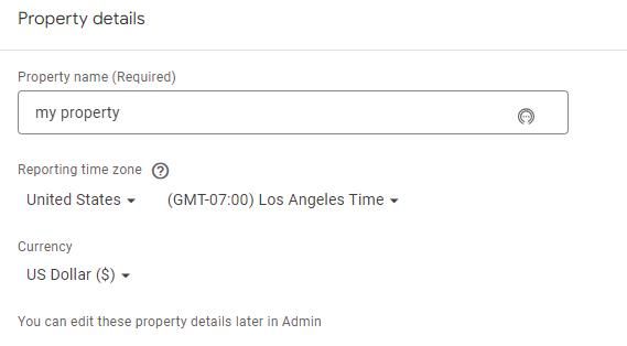Choose Your Property Name, Time Zone & Currency