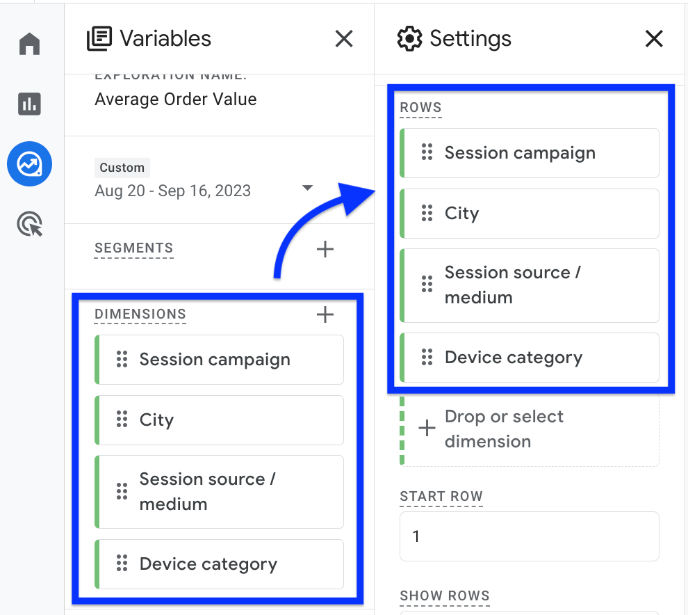 Drag dimensions and metrics