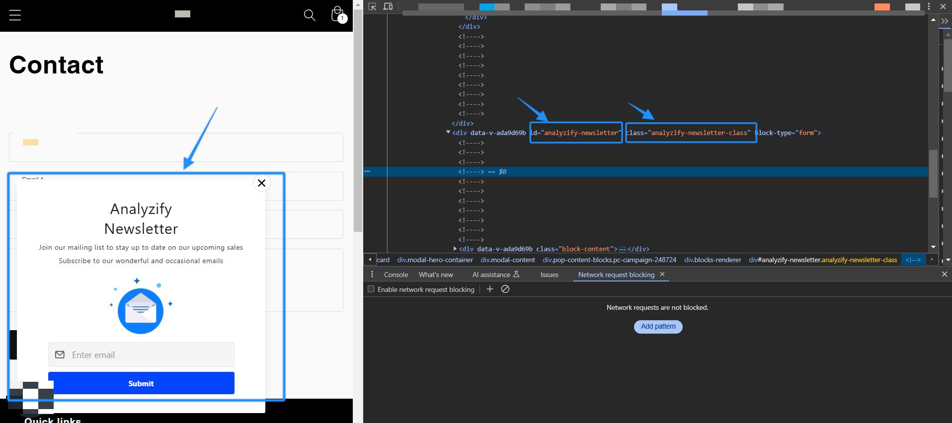 Inspect the Popup Element