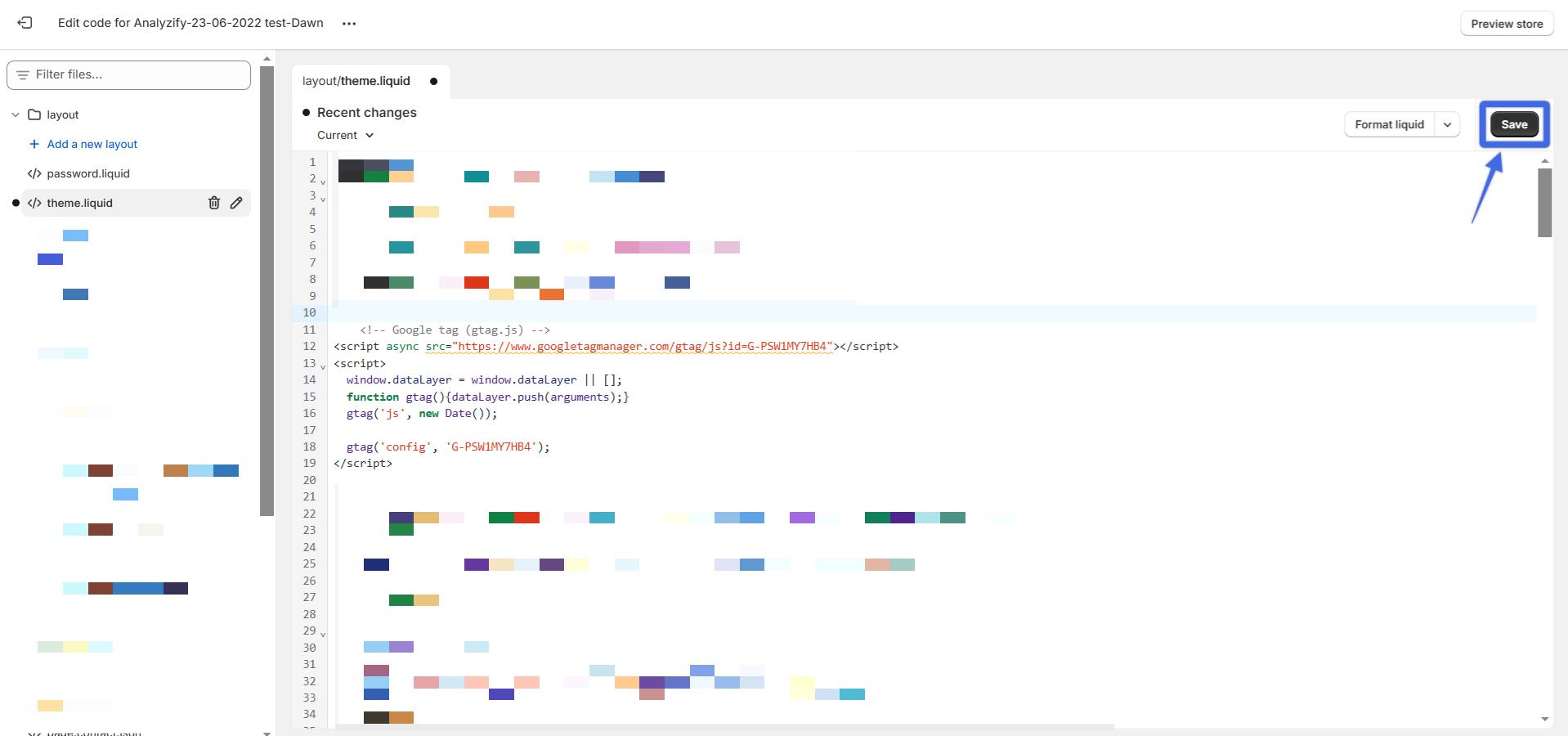 4. Add the Google Tag Code