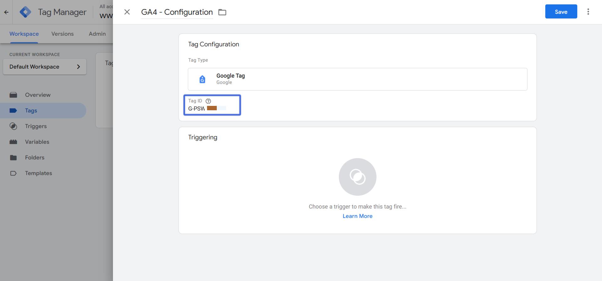 3. Click on Tag Configuration and select Google Analytics:
