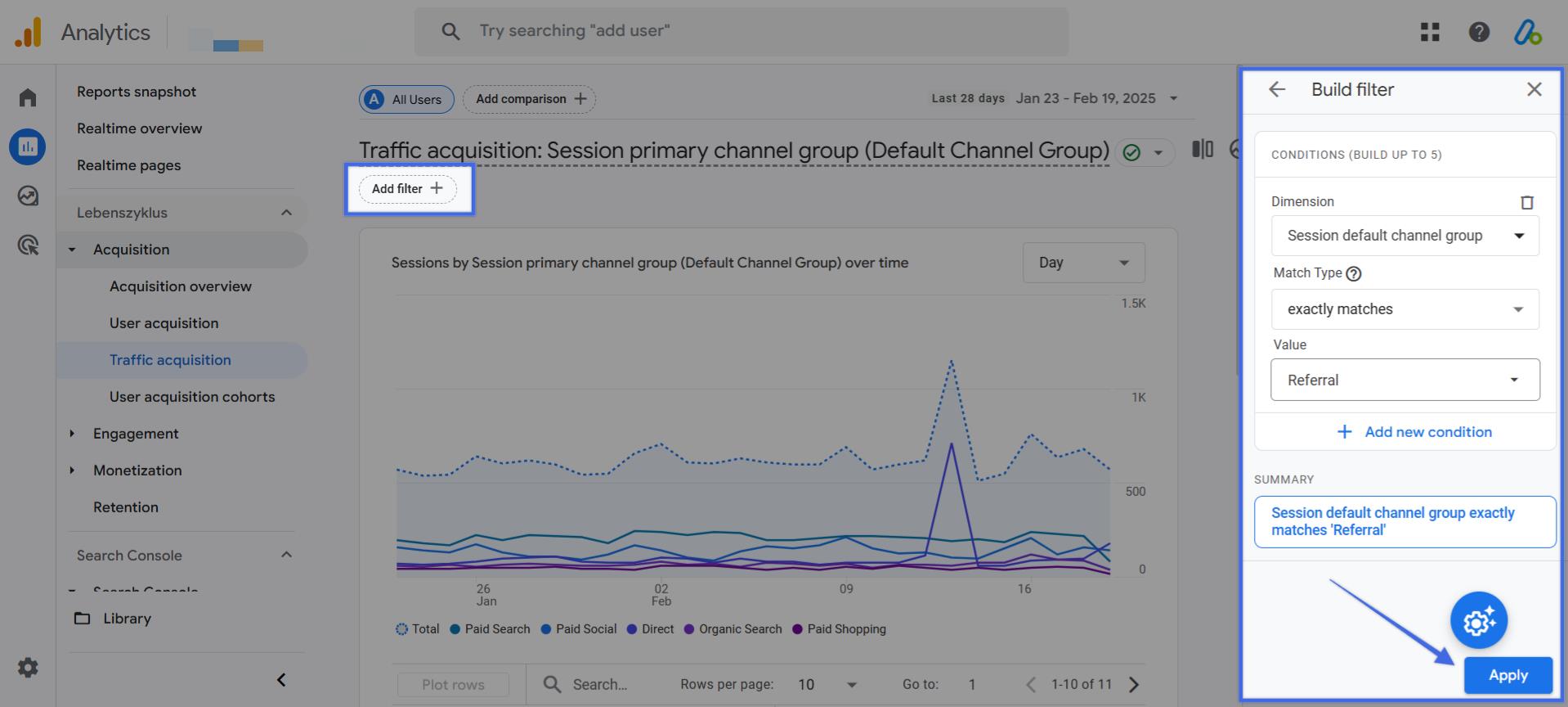 Filter for Referral Traffic