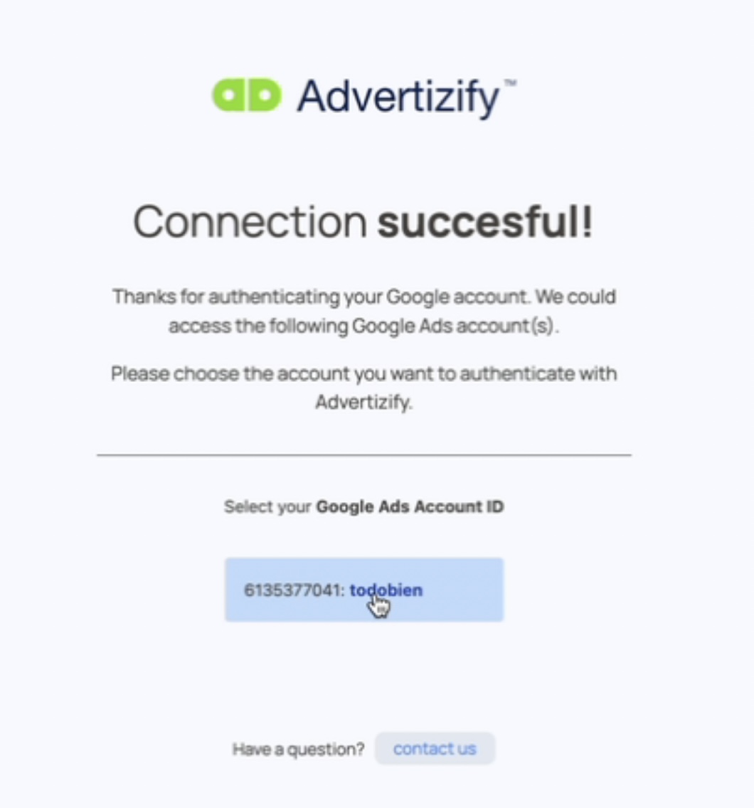 Choose your Google Ads Account