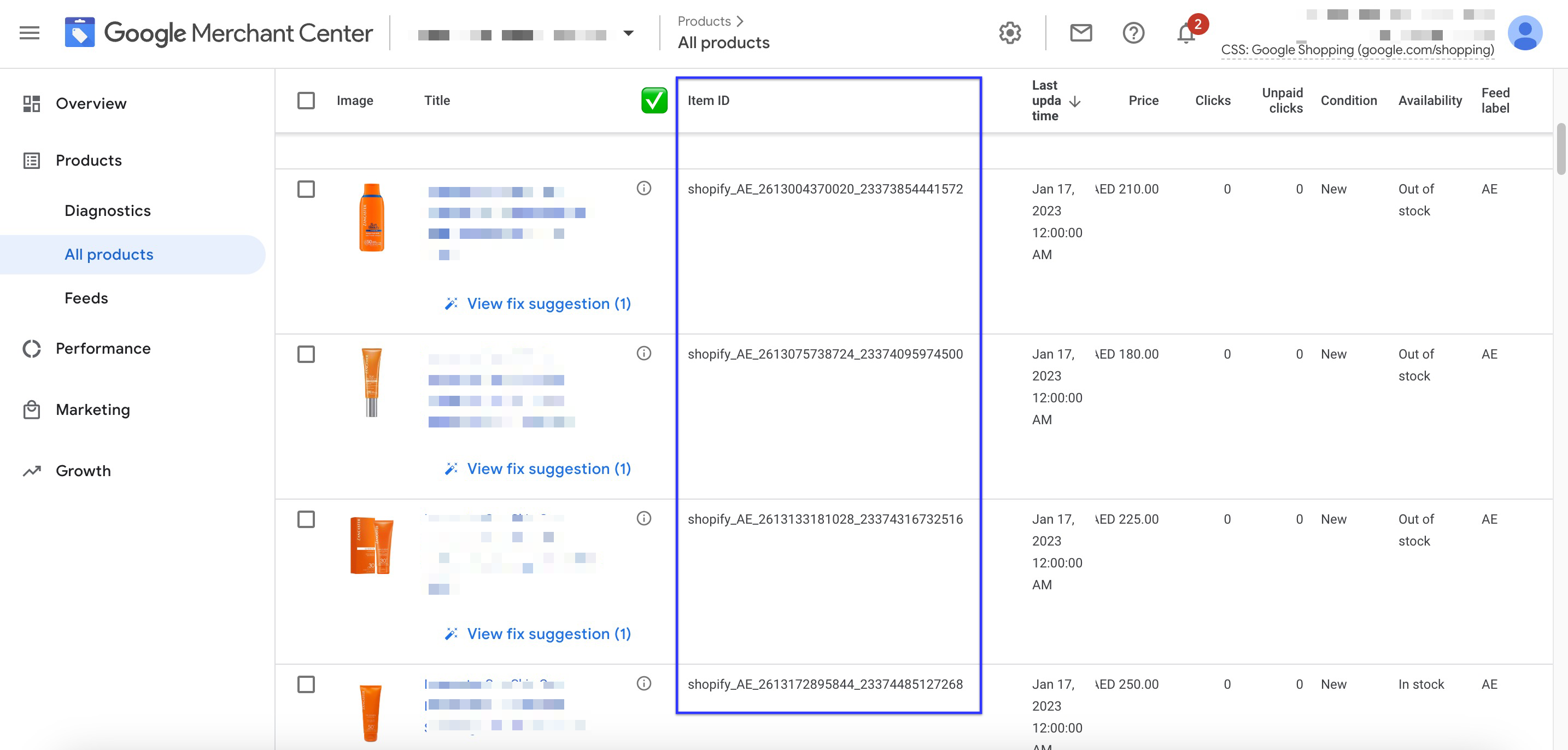 Find your Item ID Format