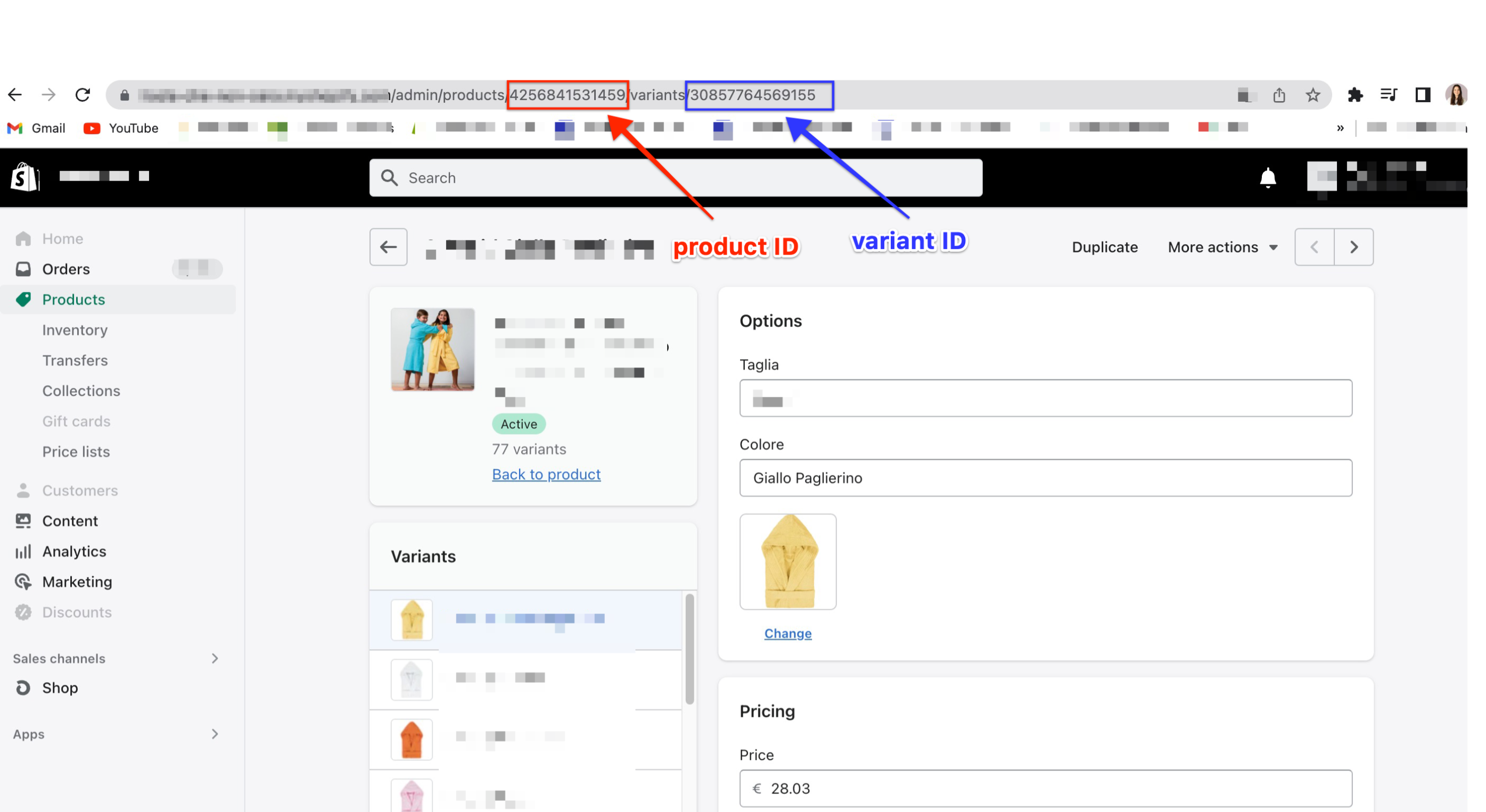 Find Product and Variant IDs