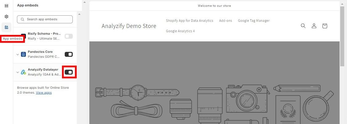 Enable Analyzify in the New Theme