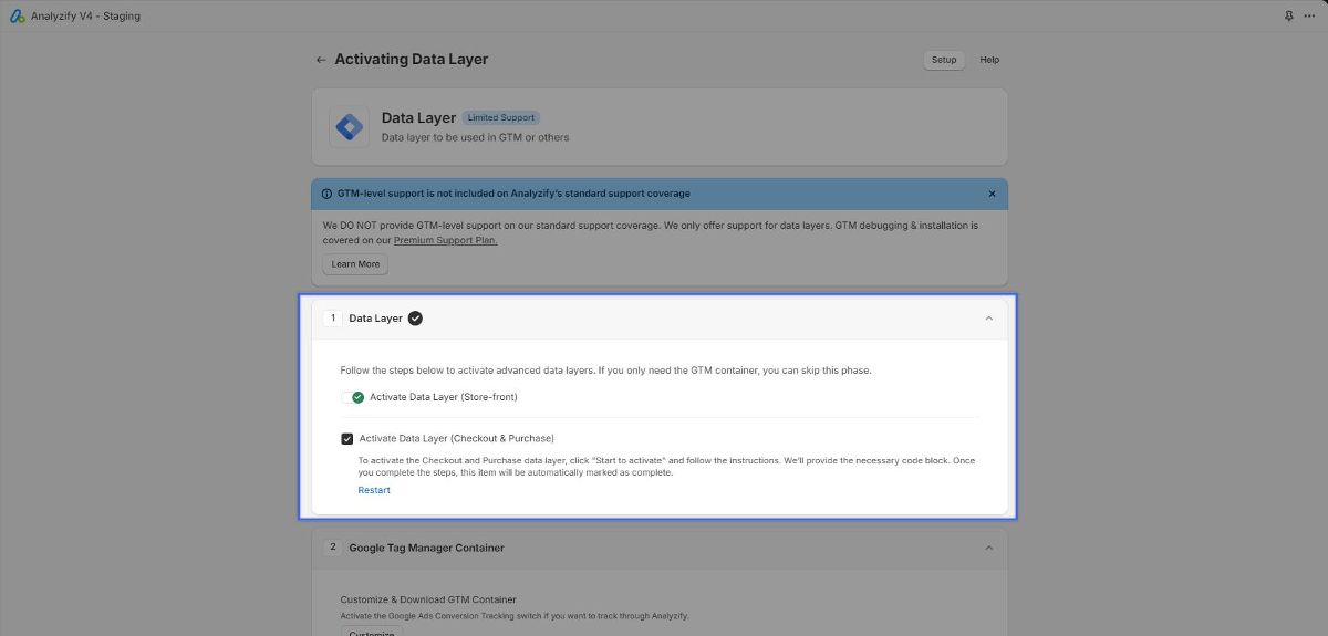 Activate Analyzify v4 Data Layers