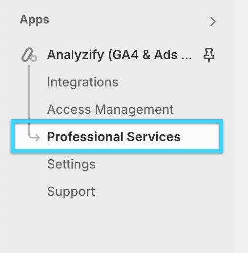 Professional Services Menu