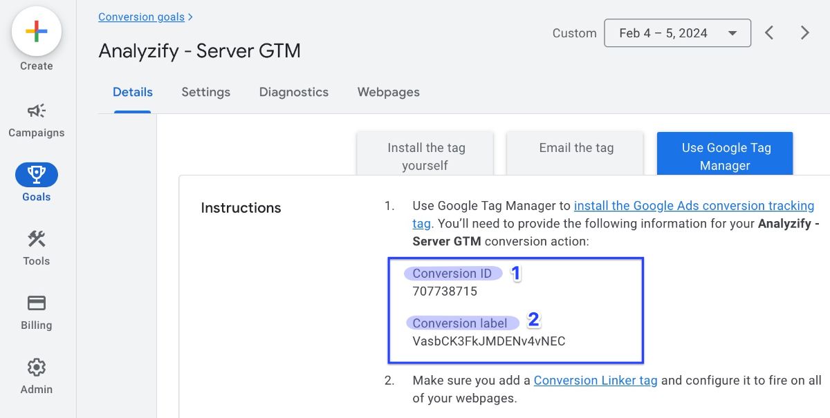 Ads Conversion ID & Label