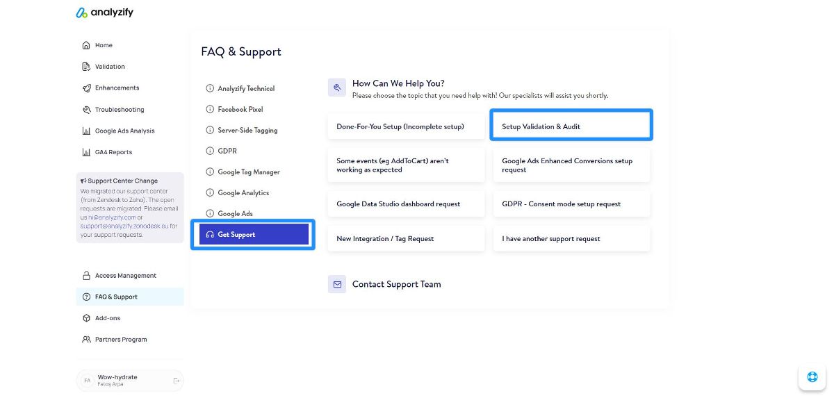 Choose "Setup Validation and Audit"