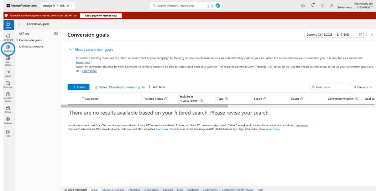 Navigate to Microsoft Ads