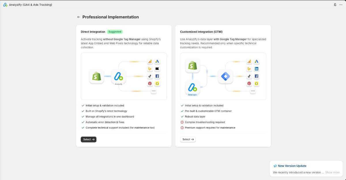 Select Your Preffered Integration Method