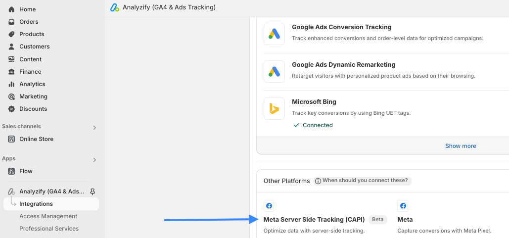 Connect Meta Server Side Tracking (CAPI)