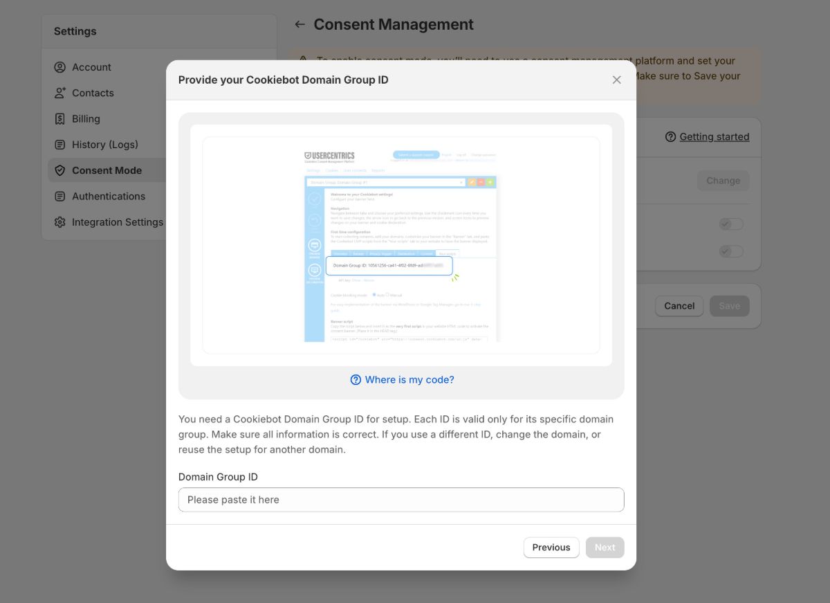 Enter Your Domain Group ID