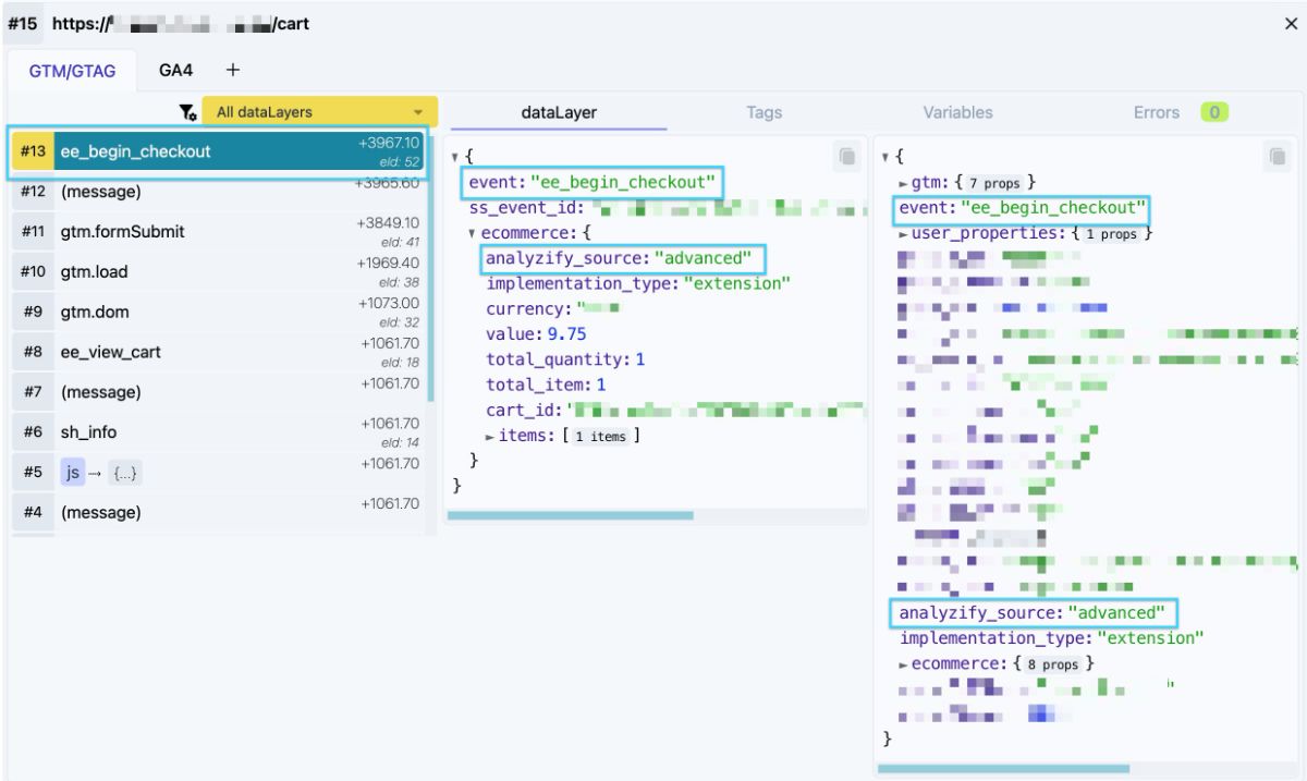 Check ee_begin_checkout event