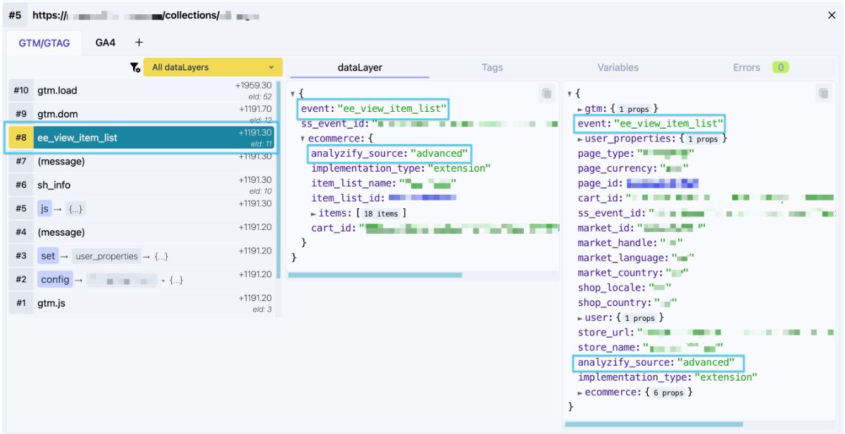 Check ee_view_item_list event