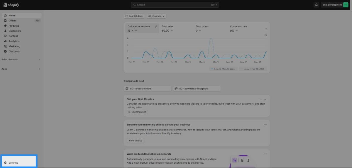 Head to your Shopify Admin page