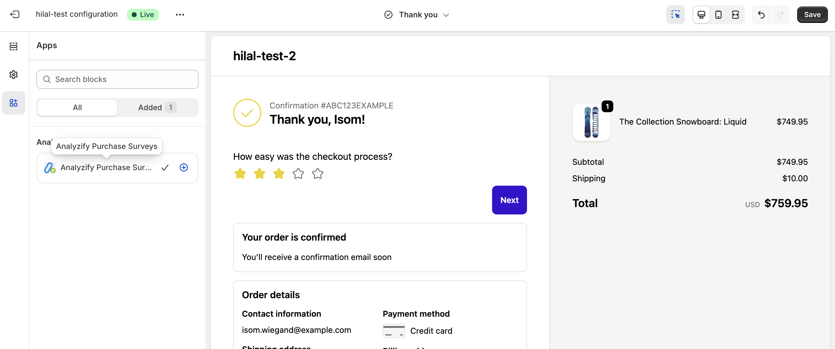 Analyzify Purchase Survey - Checkout Block