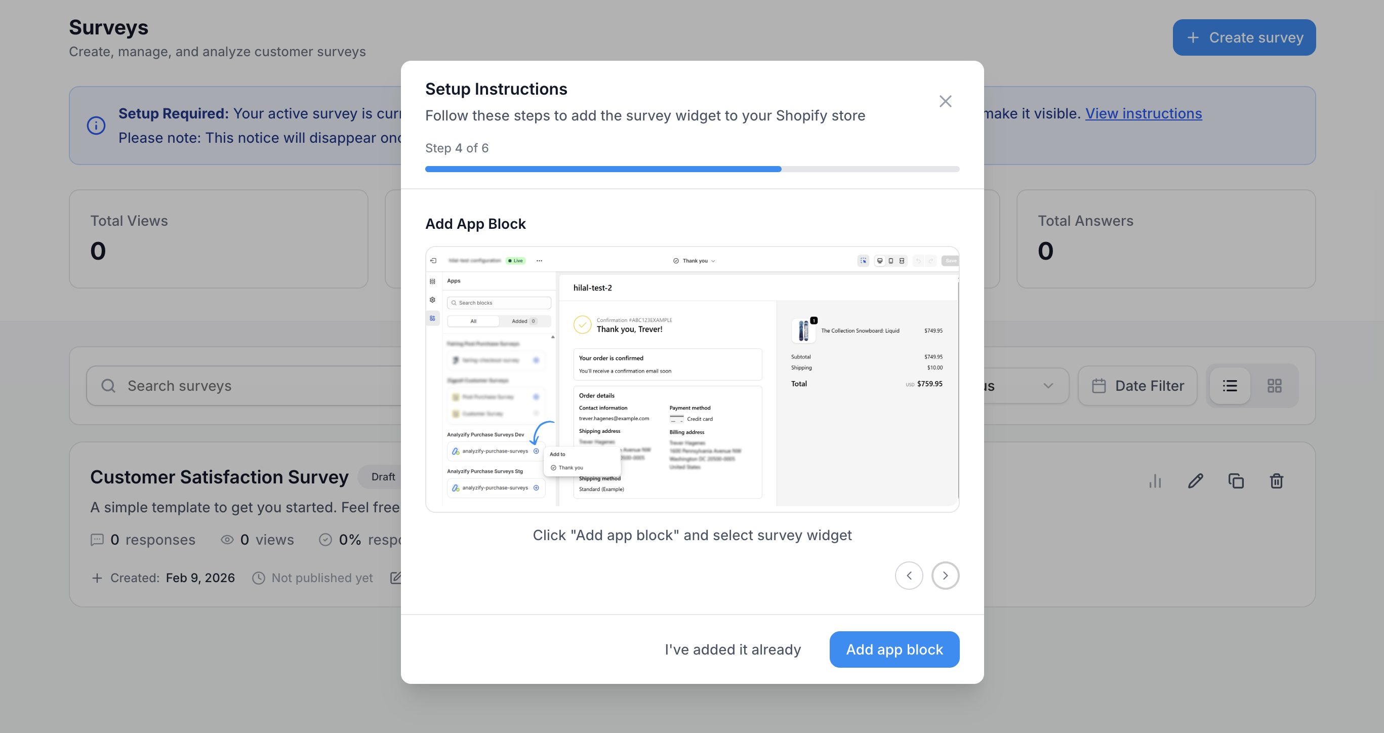 Setup Instructions Modal