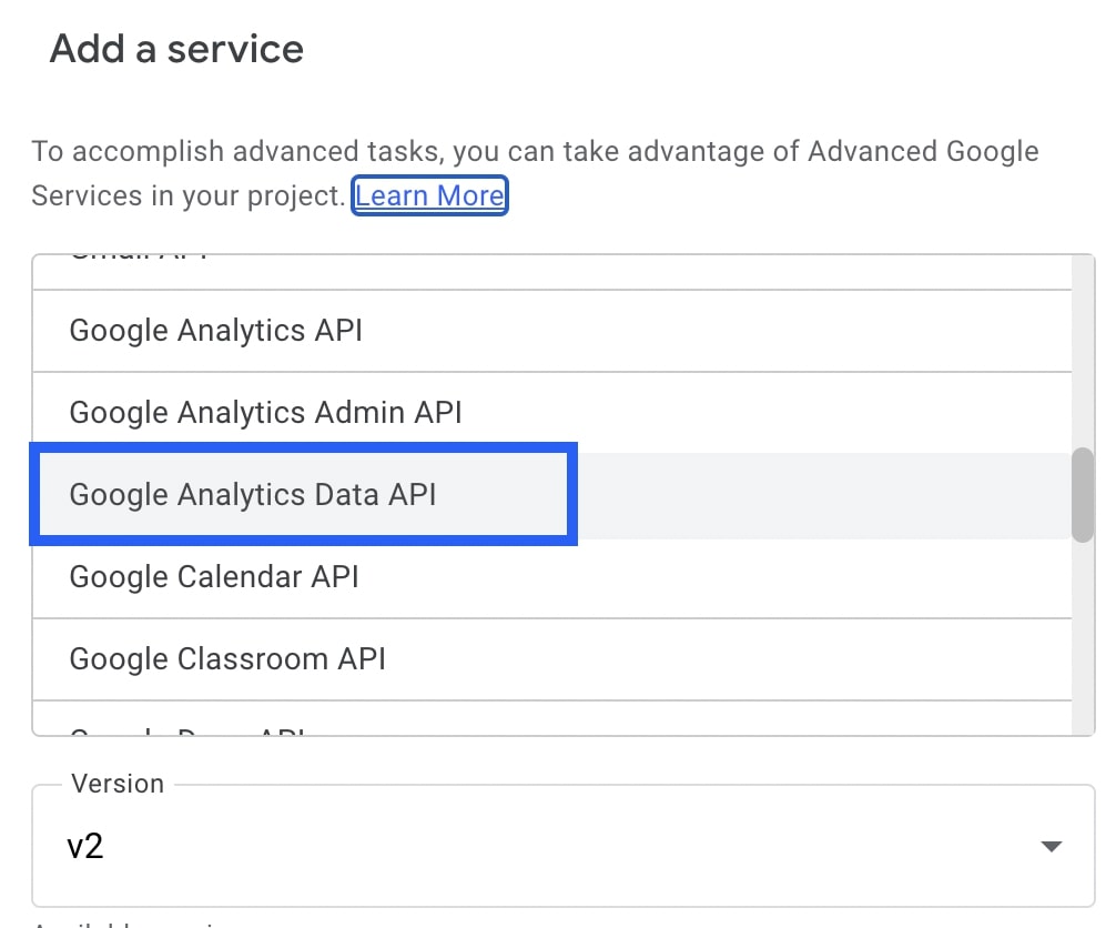 Add Google Analytics Data API