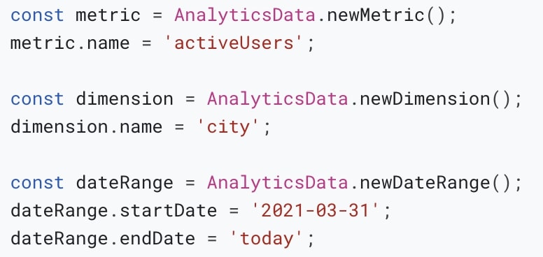 Add the dimensions and metrics