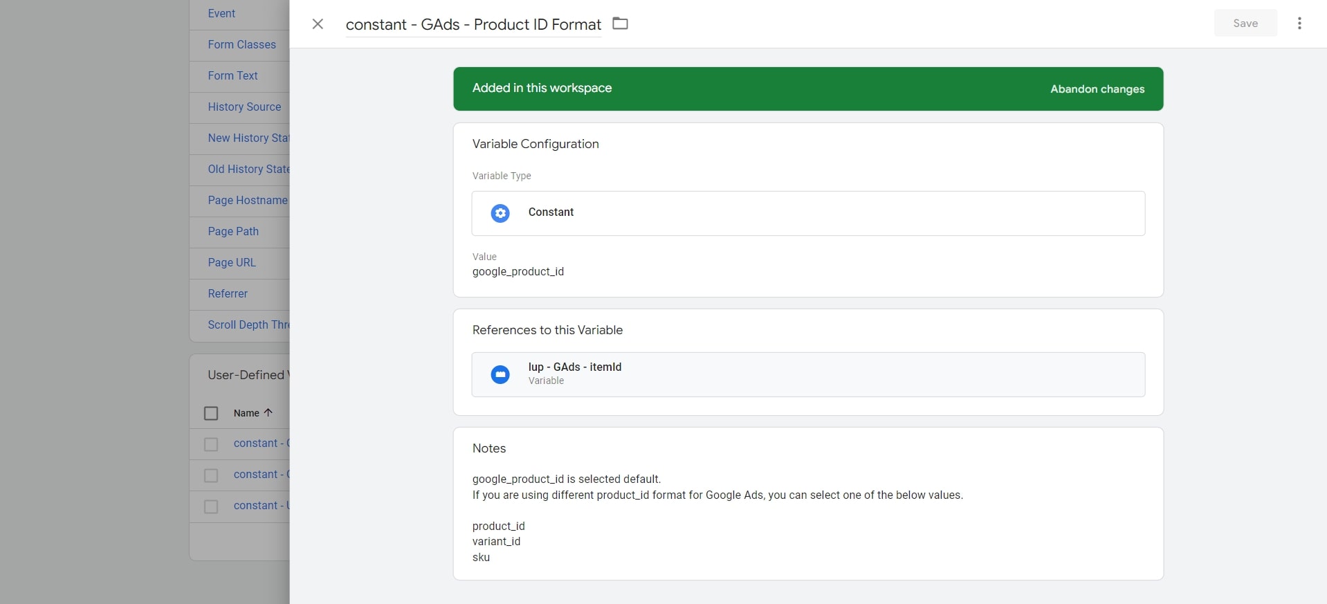 constant - GAds - Product ID Format