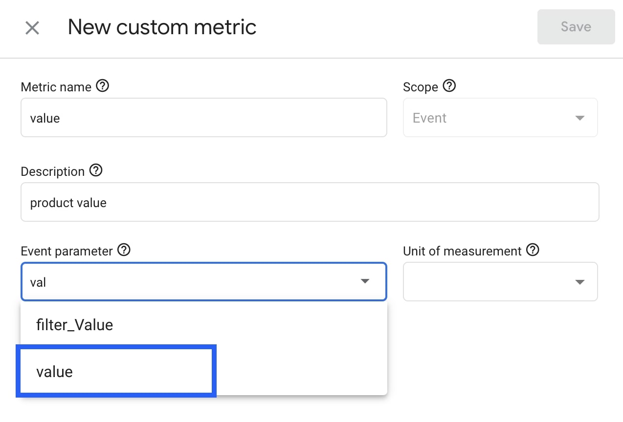 Choose parameter