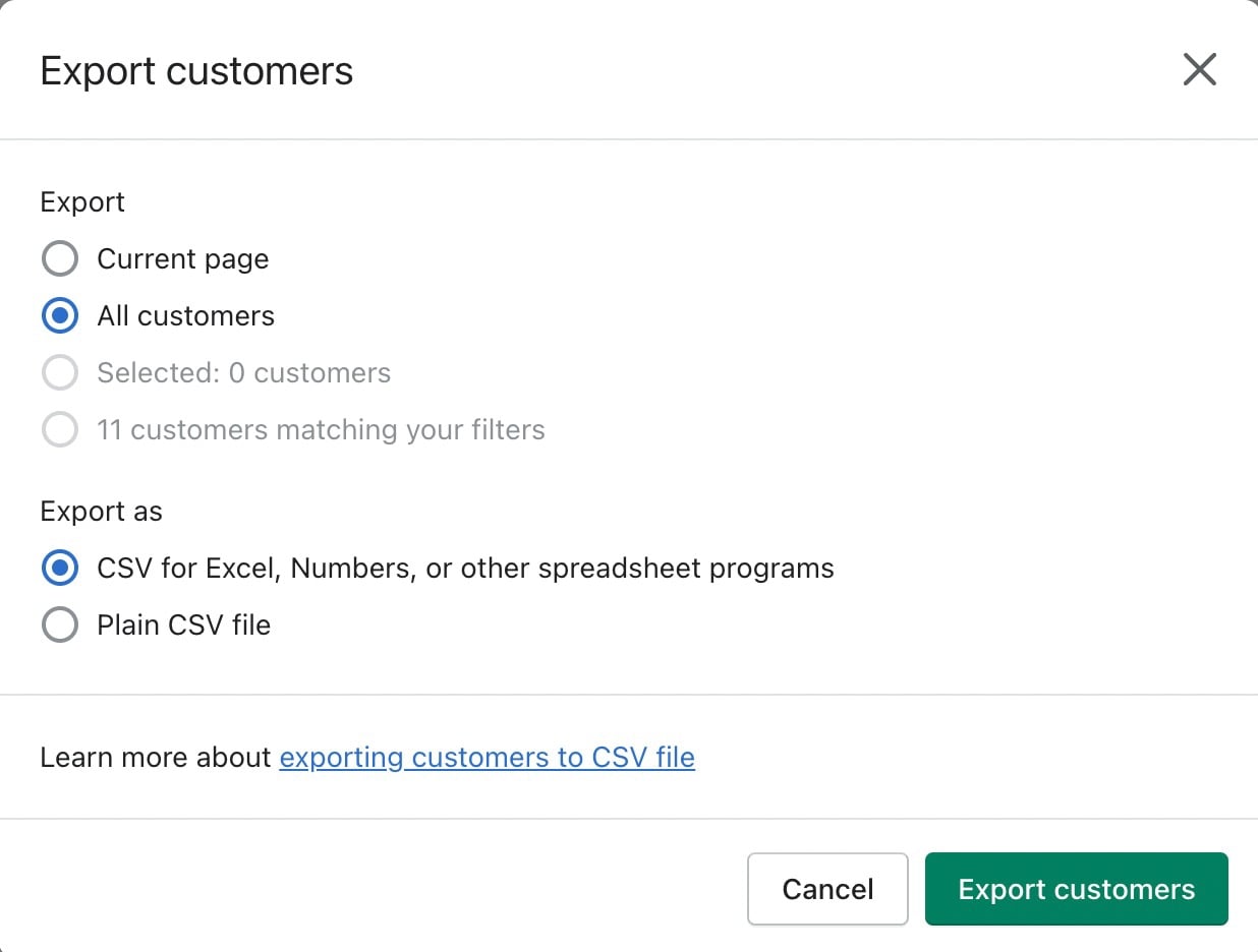 Export All Shopify Customers