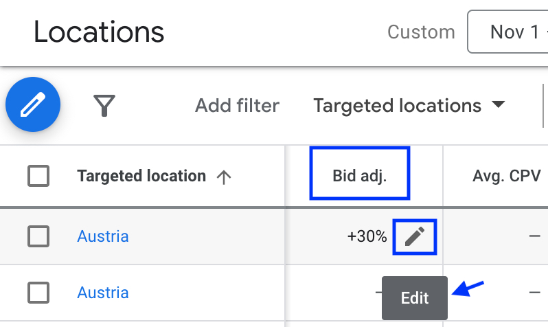 Location Based Bid Adjustments
