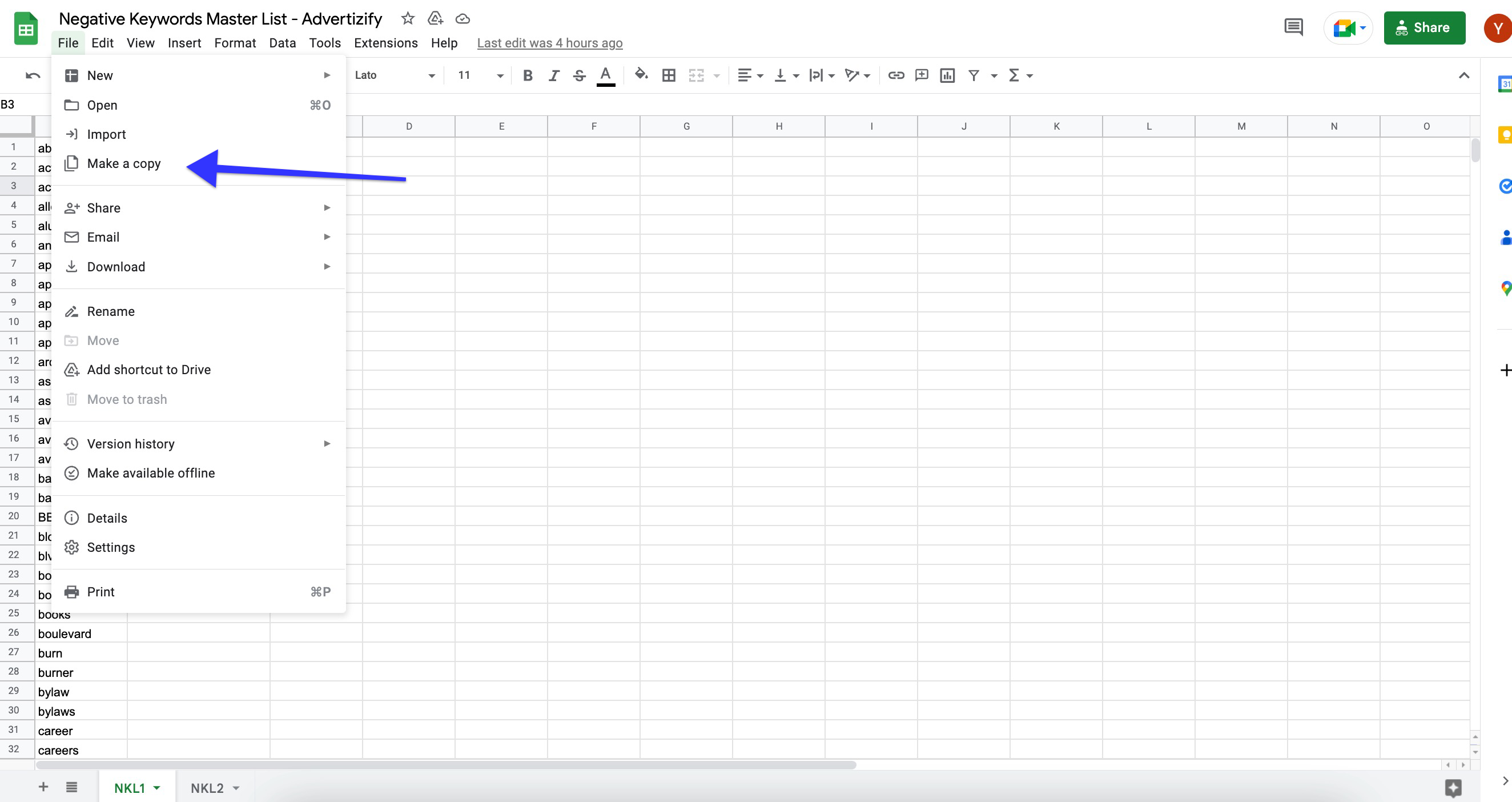 Negative Keywords List