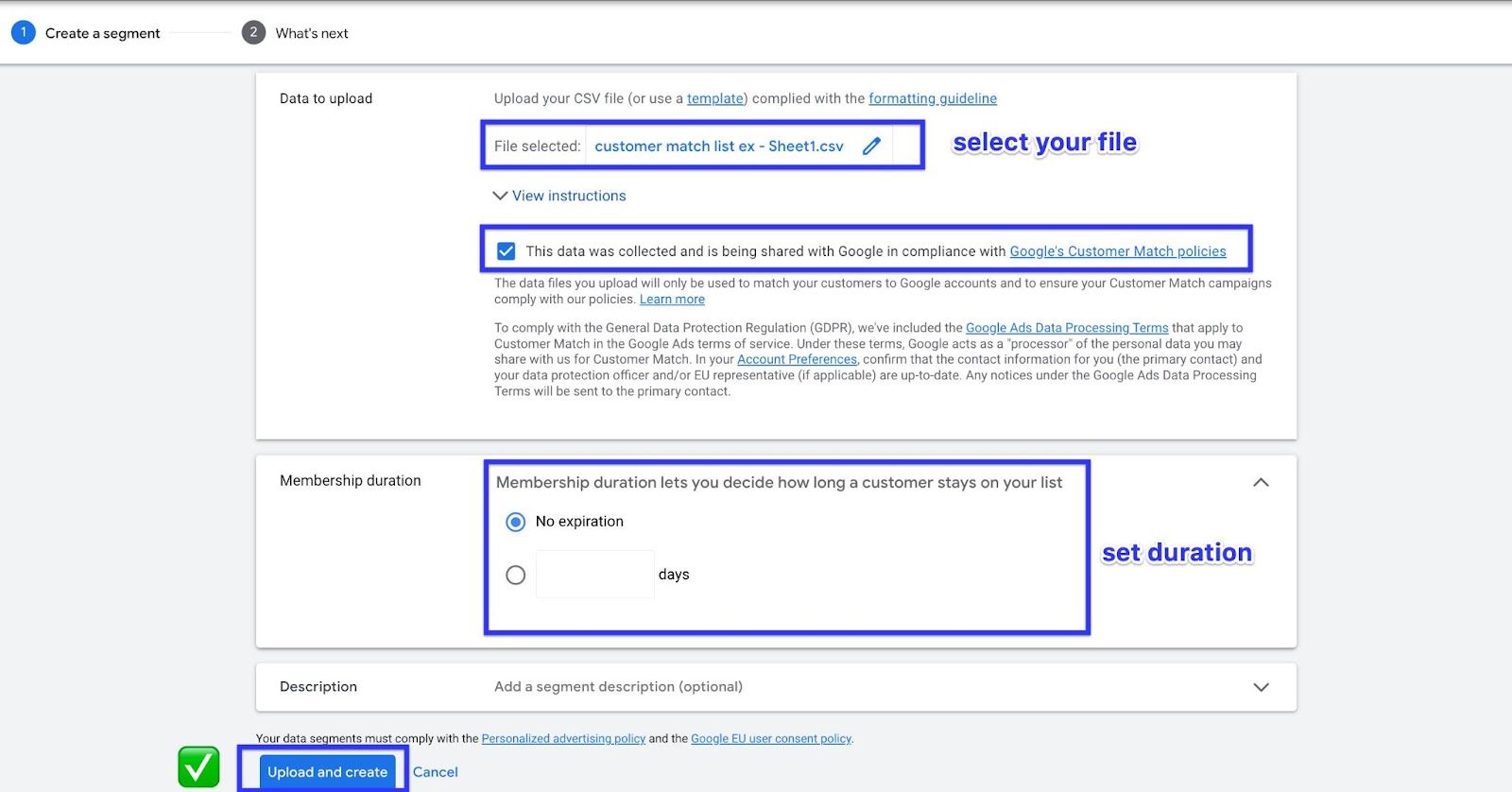 Upload Customer Match List
