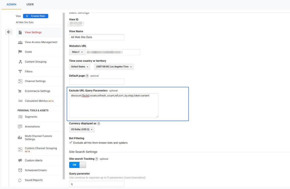 Exclude URL Query Parameters (Optional)